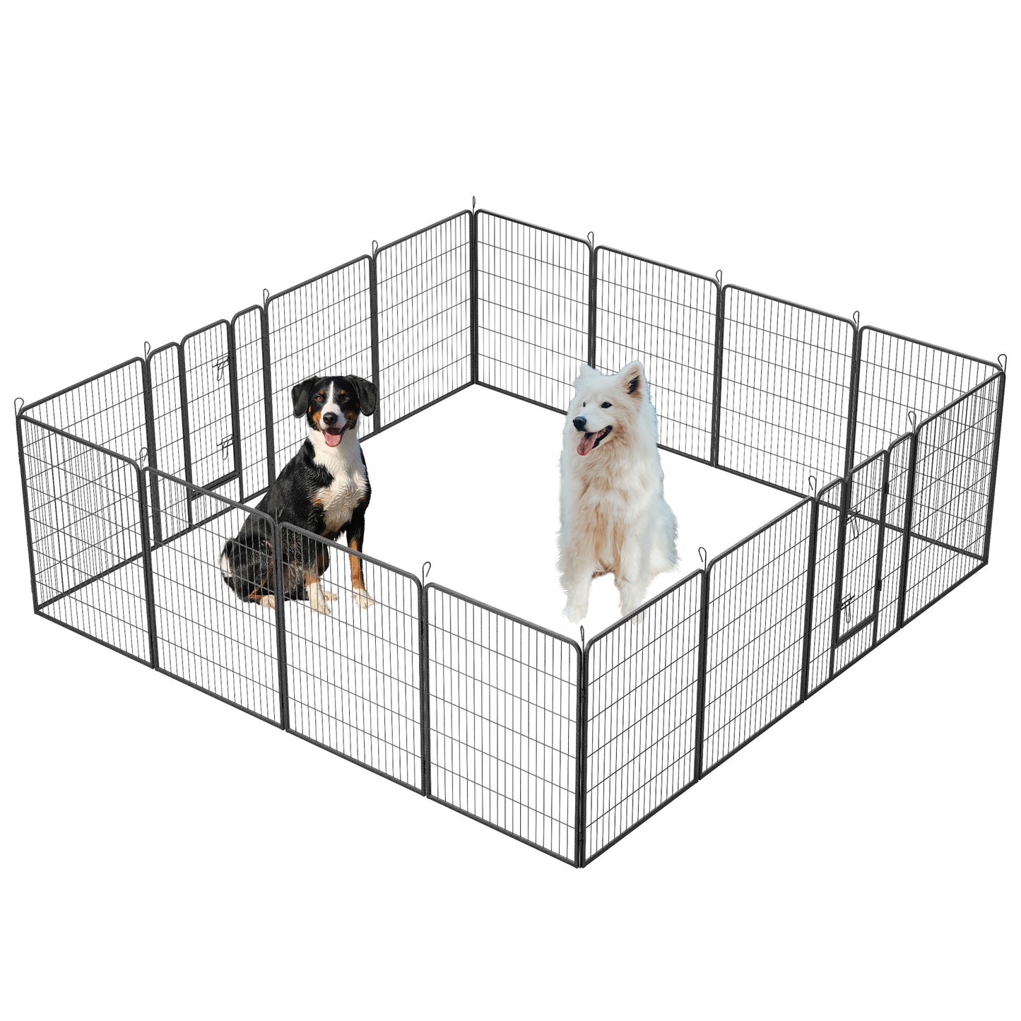 Dog Playpen Outdoor, 16 Panels Dog Pen 40' Height Dog Fence Exercise Pen with Doors for Large/Medium/Small Dogs, Portable Pet Playpen for Yard, RV, Camping, Hammer Paint Finish