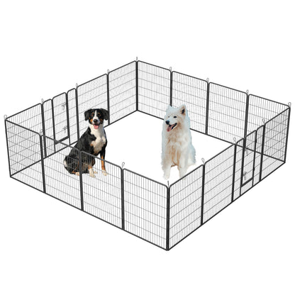 Dog Playpen Outdoor, 16 Panels Dog Pen 40' Height Dog Fence Exercise Pen with Doors for Large/Medium/Small Dogs, Portable Pet Playpen for Yard, RV, Camping, Hammer Paint Finish