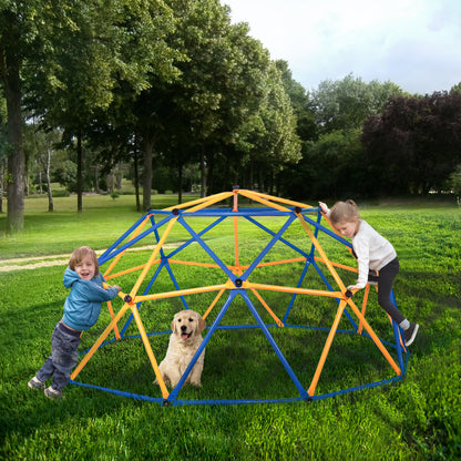 Outdoor Dome Climber, Monkey Bars Climbing Tower, Jungle Gym Playground for Kids Aged 3-10, Blue & Yellow