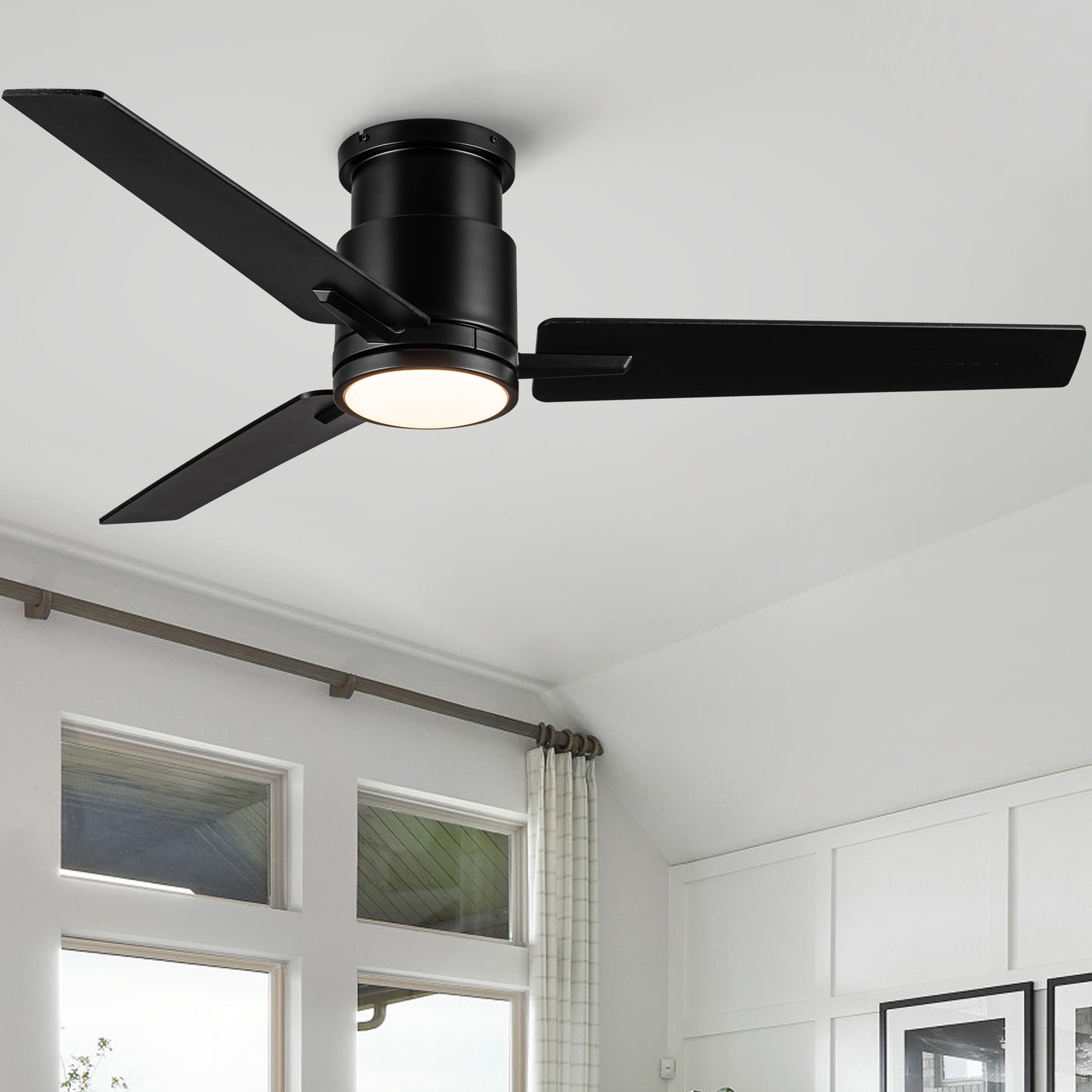 52' Black Lowe Profile Ceiling Fan with Light