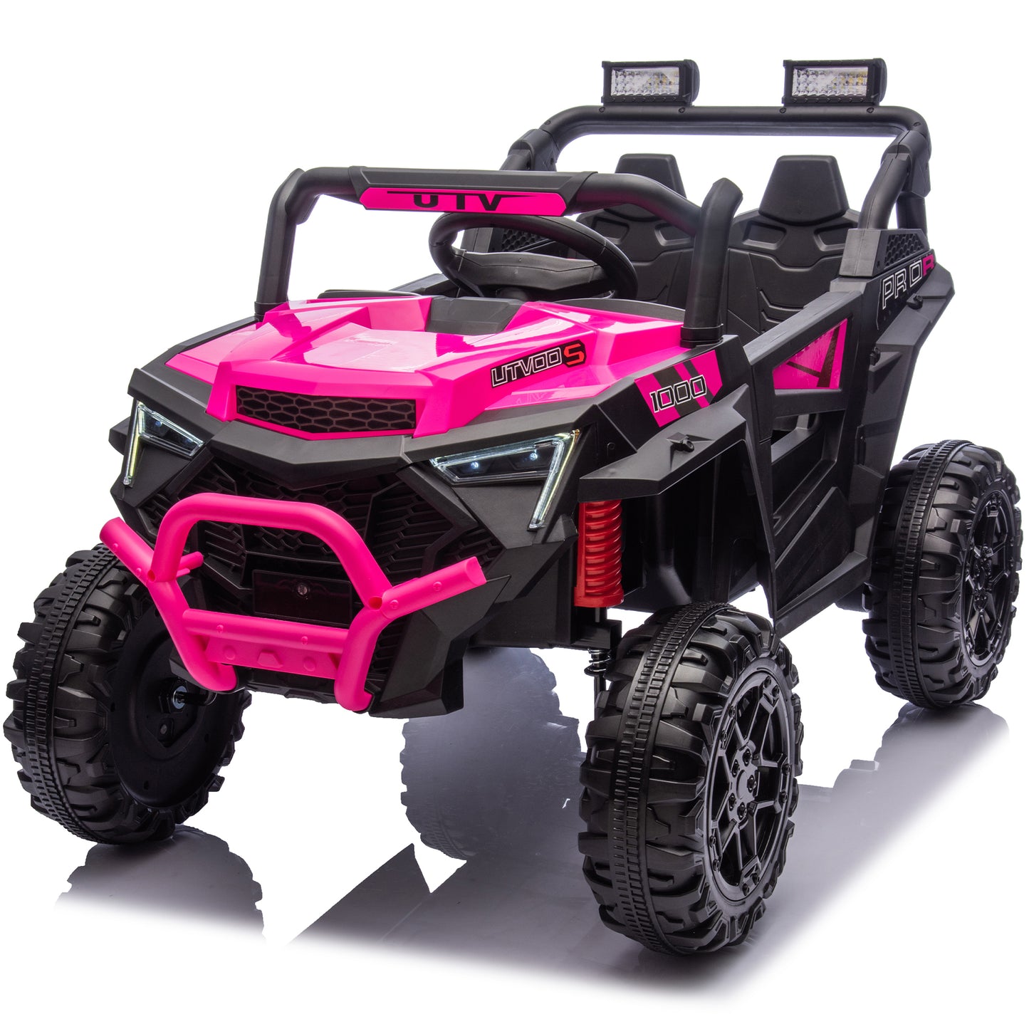 24V 400W Kids Ride On Electric UTV W/Parents Remote Control,Four-Wheel Suspension,LED Lights,Portable Handle,Advanced center panel with USB,MP3,Music,Bluetooth,,Power Display For Kids Aged 3+.