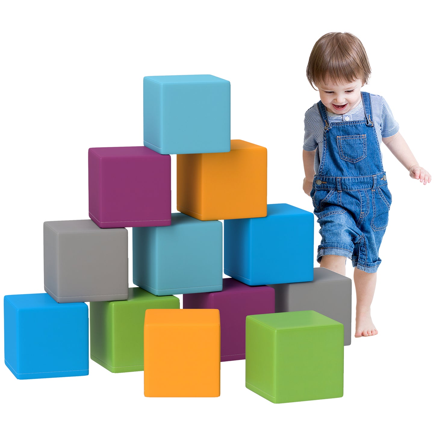 12 Piece Soft Play Blocks Soft Foam Toy Building and Stacking Blocks Compliant Learning Toys for Toddler Baby Kids Preschool, Contemporary