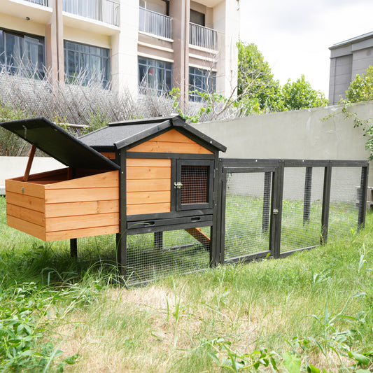 Wooden Chicken Coop, Large Outdoor Hen House with Nesting Box Poultry Cage, Rabbit Hutch Bunny Cage , Waterproof for Outdoor Backyard