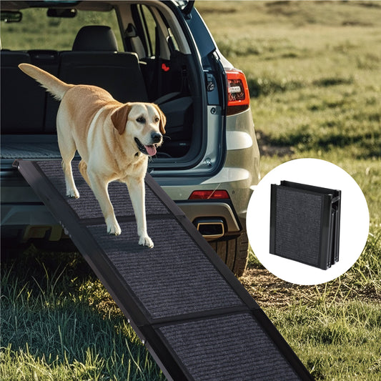 Dog Ramp for Car 65'X17.2' Large Folding Pet Stair Ramps for Truck, SUV, with Non-Slip Surface, Up to 250LBS, Outdoor Dog Car Ramp for Medium & Large Dogs, Portable Pet Steps