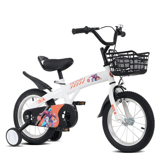 18 inch sporty kids bike with training wheels and stand Adjustable saddle Suitable for boys and girls aged 5-10 years tall Height 45-57 inches Available in a variety of colors