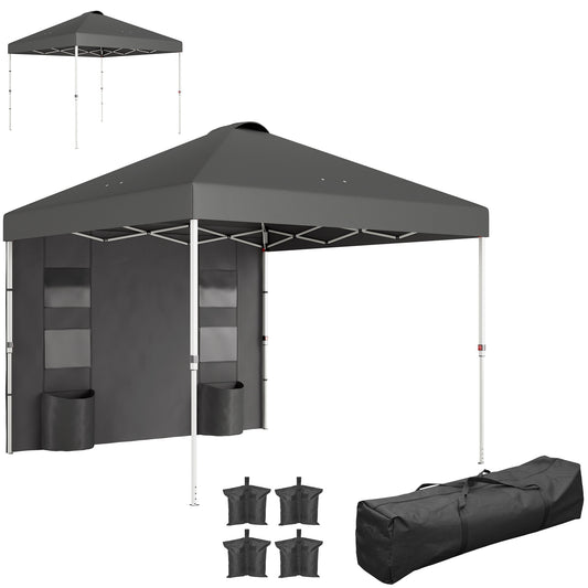 10x 10 ft party tent w/ Sidewall with  Height Adjustable Instant Sun Shelter w/ Storage Pockets,Dark Gray