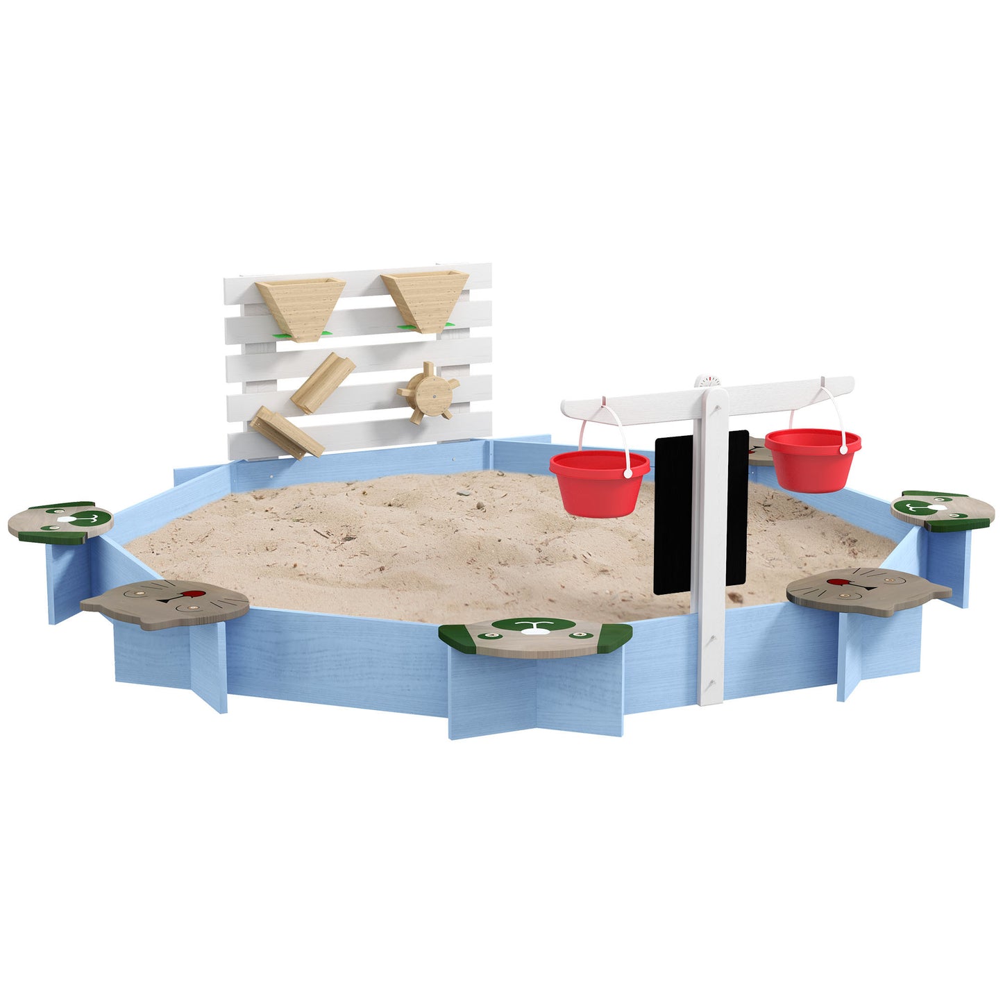 Wooden Sandbox for 3-7 Years, 85' x 85' x 25', Blue