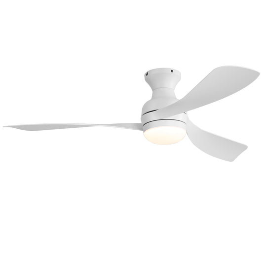 52-Inch Ceiling Fan With Light And Remote,DC Motor,Dimmable LED Light,3 White ABS  Blades,Ideal For Bedroom,Living Room,Kitchen