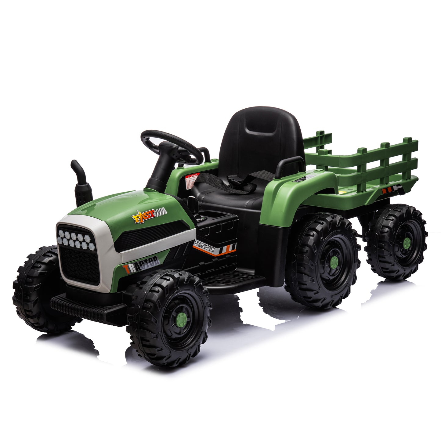 Ride on Tractor with Trailer,24V Battery Powered Electric Tractor Toy, 200w*2motor 1.86-4.97MPH/Remote Control,electric car for kids,Three speed adjustable,USB,MP3 ,Bluetooth,LED light, safety belt.