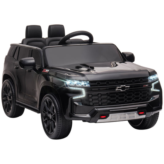 Chevrolet TAHOE Licensed Kids Ride on Car, 12V Battery Powered Kids Electric Car with Remote Control, Music, Lights, Horn, Suspension for 3-6 Years Old, Black