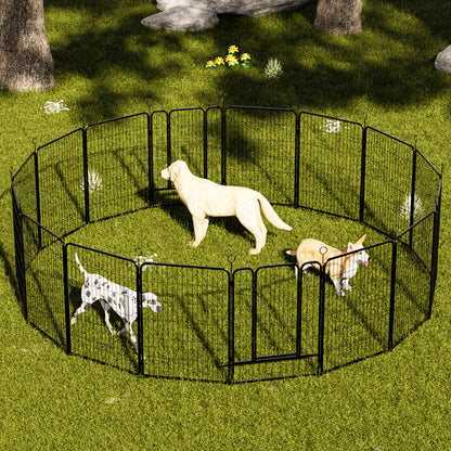Dog Playpen 40 Inch, 16 Panels  Heavy Duty Metal Pet Exercise Pen  Indoor Outdoor Fence Panels Rust-Resistant, Removable, Tool-Free Setup Anti-Skid, Expandable Design