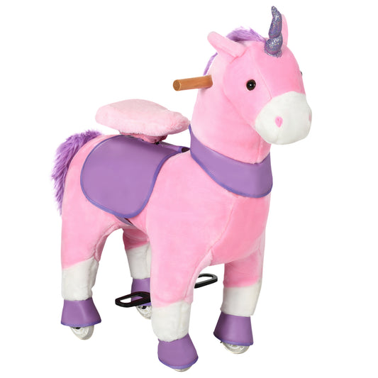 Ride On Real Walking Unicorn with Sparkly Horn, Soft Plush Ride On Rocking Horse Bearing 176lbs, Imaginative Interactive Toy for Kids, Unicorn Gifts