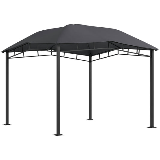 Patio Gazebo with Geometric Roof Design, All-weather Steel Frame, Gray, 10' x 10'