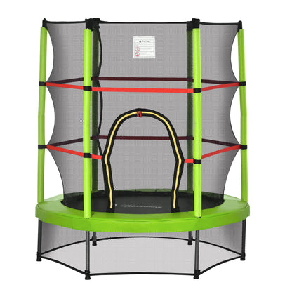 5FT Kids Trampoline with Enclosure Net, Springless Design, Safety Pad and Steel Frame for Indoor Outdoor, Toddler Round Bouncer for Age 3 to 6 Years Green