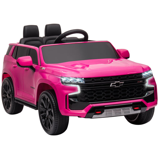 Chevrolet TAHOE Licensed Kids Ride on Car, 12V Battery Powered Kids Electric Car with Remote Control, Music, Lights, Horn, Suspension for 3-6 Years Old, Pink