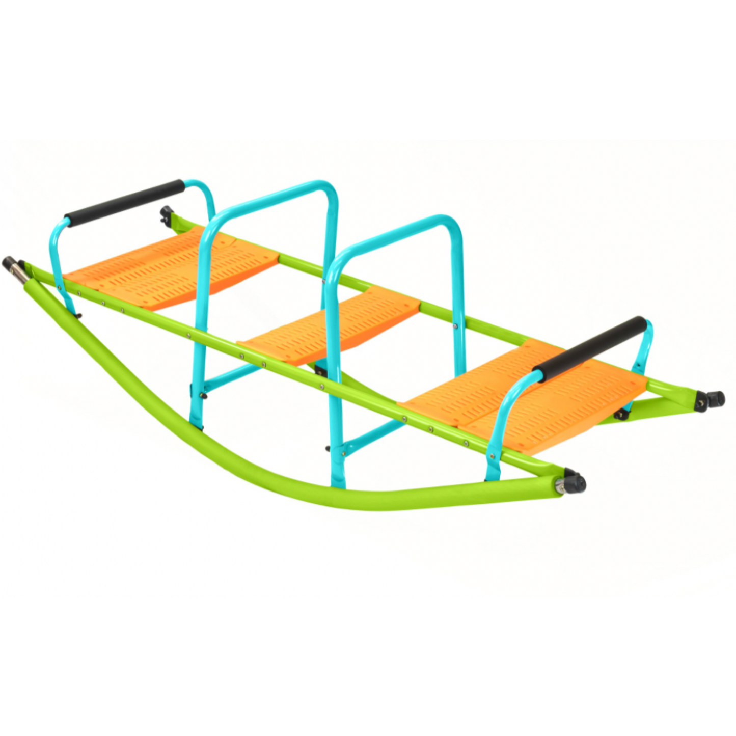 High Quality Kids Seesaw with Plastic Seat and Steel Tube for Outdoor Play, Blue and Green