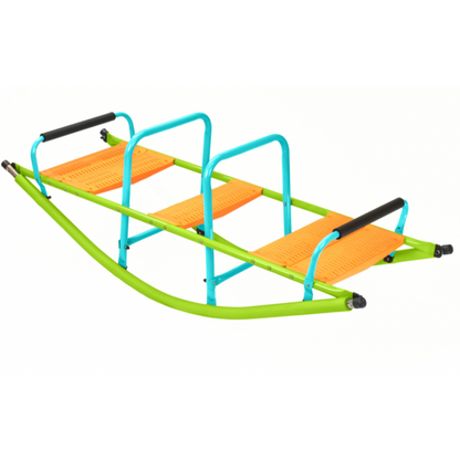High Quality Kids Seesaw with Plastic Seat and Steel Tube for Outdoor Play, Blue and Green
