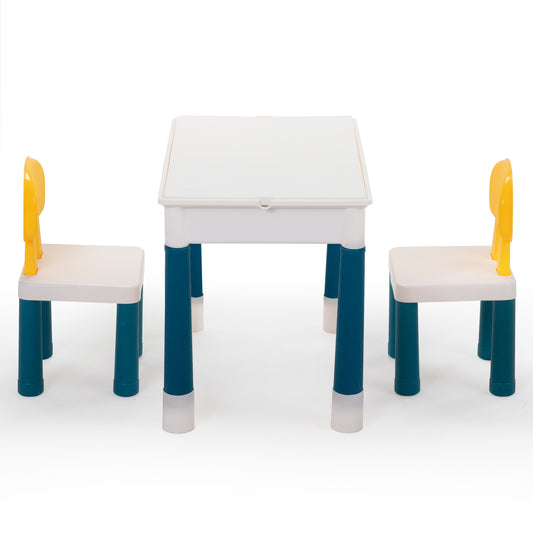 Multi functional rectangular block table - gray yellow (with DIY blocks)