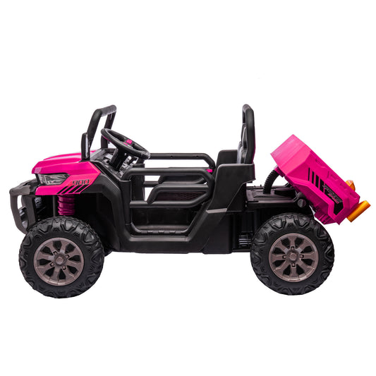 24V Ride On Truck 2 Seater Ride On UTV with 2x200W Motor Ride On Dump Truck with Dump Bed/Shovel Ride On Car with Remote Control Electric Vehicle with  Non-slip tyre for Boys Girls
