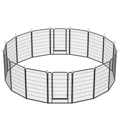 16 Panels Heavy-Duty Metal Playpen with Door, 39.37' H Dog Fence Pet Exercise Pen for Outdoor, Indoor