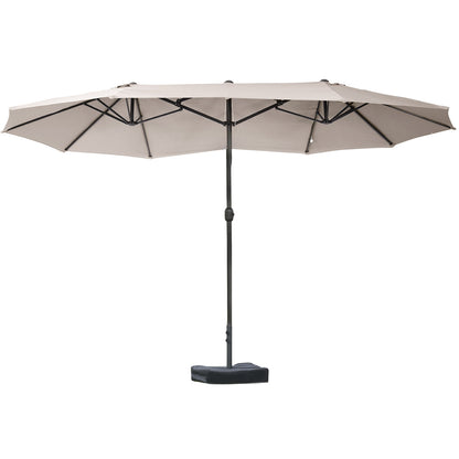 Patio Umbrella 15' Steel Rectangular Outdoor Double Sided Market with base, Sun Protection & Easy Crank for Deck Pool Patio, Coffee