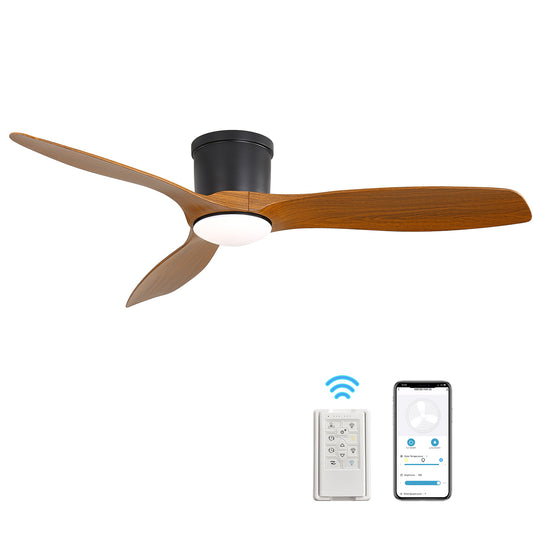 52-Inch Smart Ceiling Fan With Light and Remote,3 ABS Blades,18W Dimmable LED,With Energy-Saving&Reversible DC Motor,Ceiling Fan For Bedroom,Living Room,Kitchen,etc