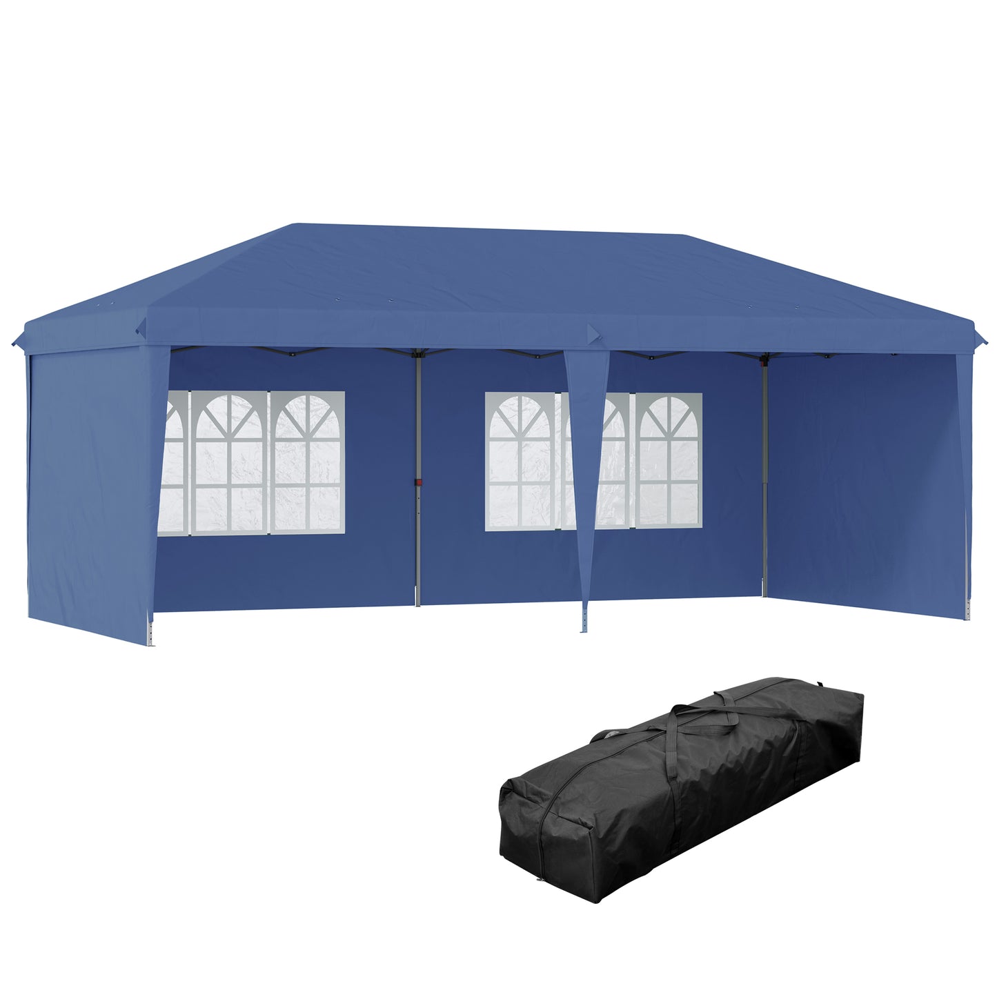 10' x 20' Pop Up Canopy Tent with 4 Sidewalls, Heavy Duty Tents for Parties, Outdoor Instant Gazebo with Carry Bag, for Outdoor, Garden, Patio, Blue