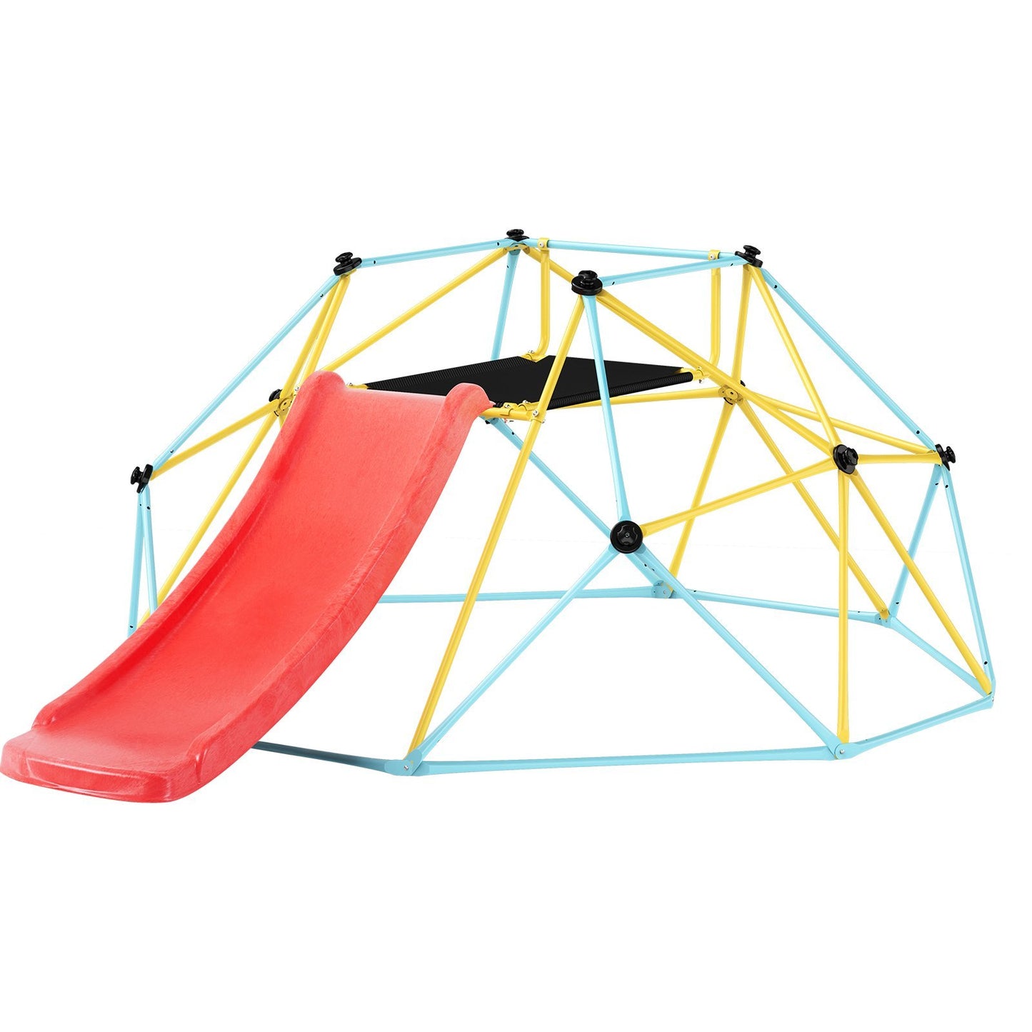 Climbing Dome, for Kids 3 to 9 Years Old, 8FT Geometric Dome Climber with Slide,Jungle Gym Supports 600LBS and Easy Assembly, with Climbing Grip, Outdoor and Indoor Play Equipment for Kids