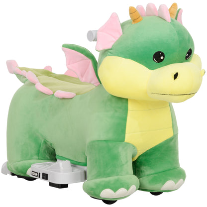 6V Kids Ride on Horse, Battery Powered Ride on Toy, Triceratops Shaped Electric Animal Car with Music Forward, PU Wheels, for Girls Boys Aged 18-36 Months, Green