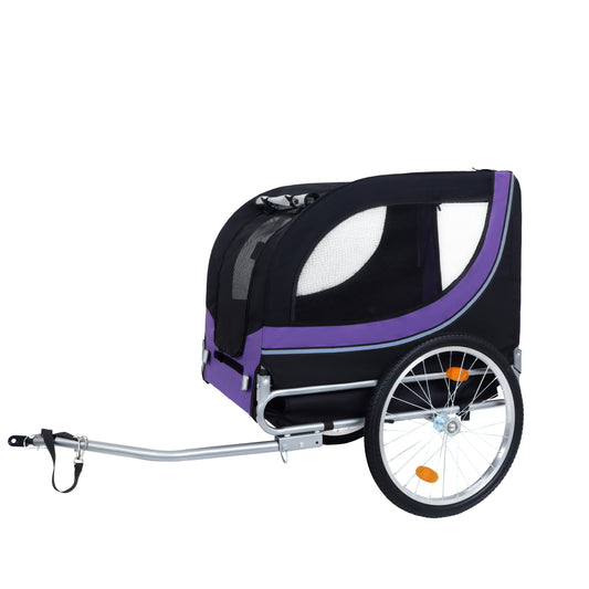 Large Folding Bike Trailer for Dogs – 66LB Capacity All-Terrain Pet Carrier, Durable Steel Frame for Cycling, Jogging, Camping & Outdoor Adventures, Black- Purple
