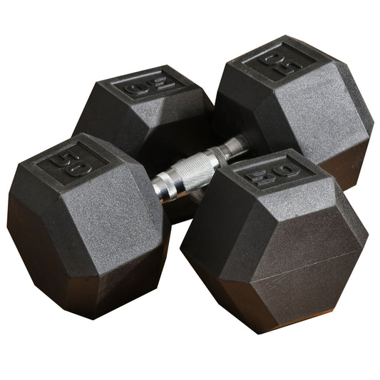 2 x 50lbs Hex Dumbbell Set of 2, Rubber Weights Exercise Fitness Dumbbell with Non-Slip Handles, Anti-roll, for Women or Men Home Gym Workout