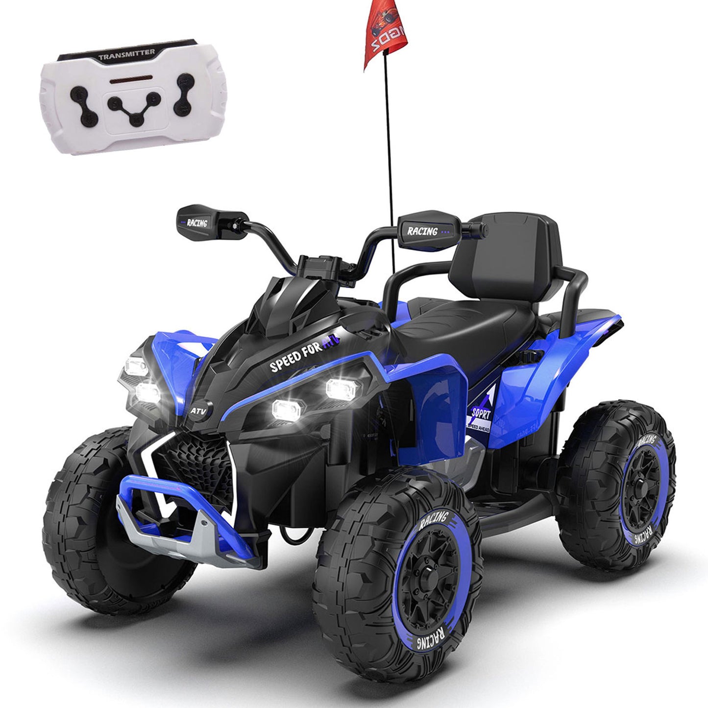 24V Kids Ride On Electric XXXL ATV W/parents Control,Four-wheel shock absorber,English storytelling function,Music,Lights,USB,MP3,Power display,Bluetooth,speeds of 1.24-3.73MPH For Kids Aged 3-12.