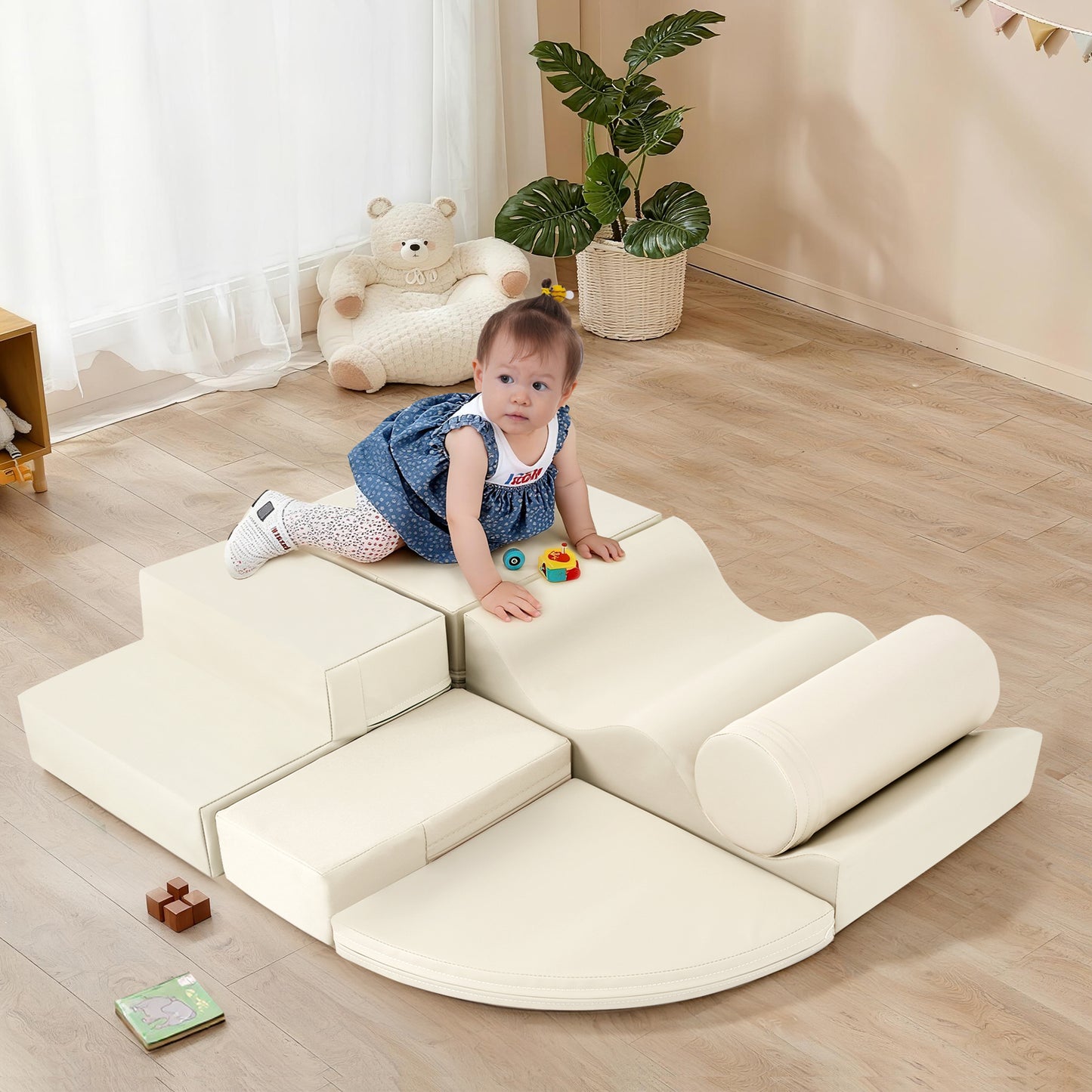 Soft Climb and Crawl Foam Playset 6 in 1, Soft Play Equipment Climb and Crawl Playground for Kids,Kids Crawling and Climbing Indoor Active Play Structure