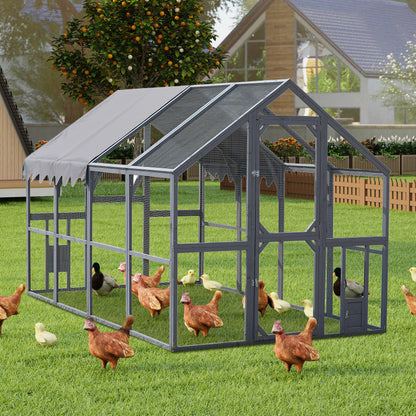 Outdoor Chicken Coop Enclosures 110' Large Kitten Playpen ,Upgrade Waterproof Cover-GREY