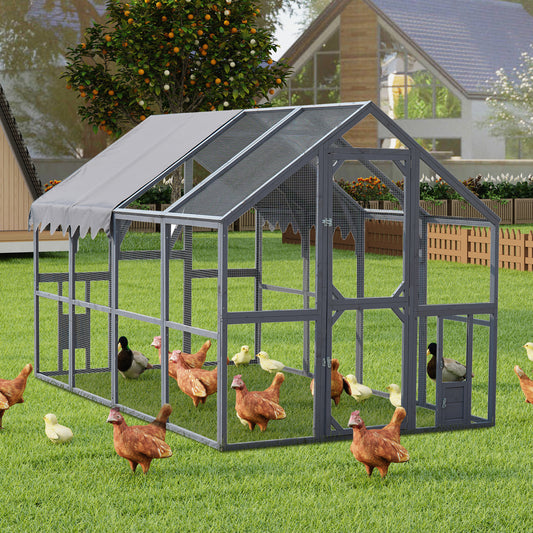 Outdoor Chicken Coop Enclosures 110' Large Kitten Playpen ,Upgrade Waterproof Cover-GREY