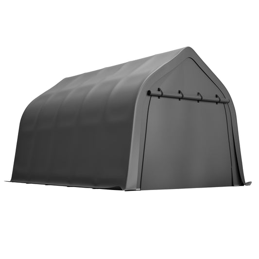Portable Instant Garage 13x20 FT, Enclosed Carport with Extra-High Density Cover & Steel Frame, Roll-Up Door, All-Weather Protection for Truck, Boat, RV, Silver Gray