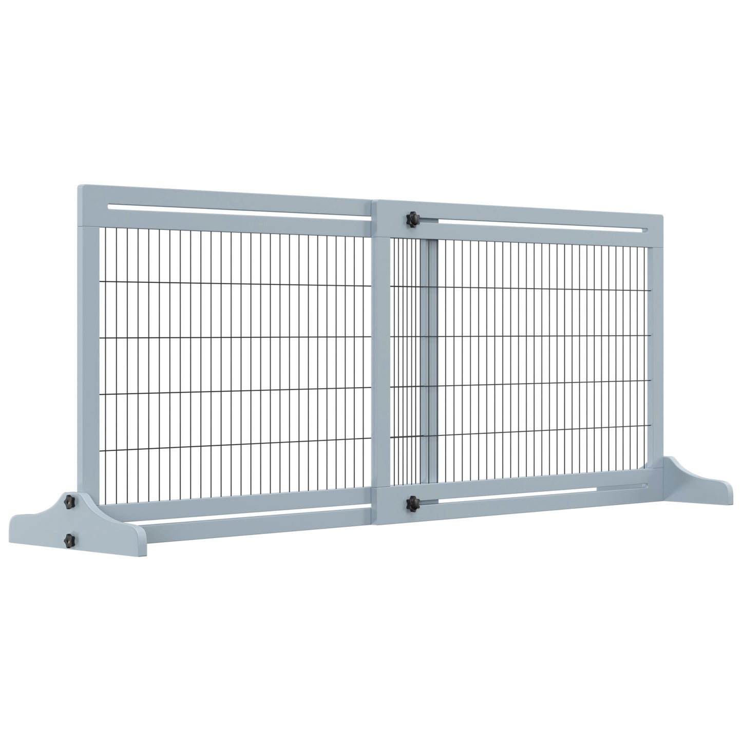 72' W x 27.25' H Extra Wide Freestanding Pet Gate with Adjustable Length Dog, Cat, Barrier for House, Doorway, Hallway, Blue-grey
