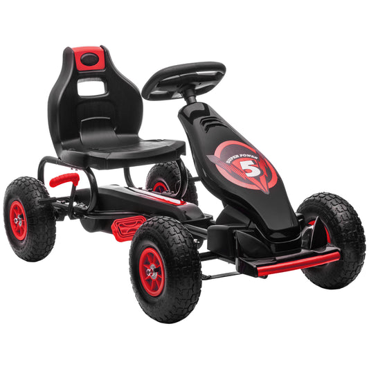 Kids Pedal Go Kart Ride-on Toy with Ergonomic Comfort, Pedal Car with Tough, Wear-Resistant Tread, Go Cart Kids Car for Boys & Girls with Suspension System, Safety Hand Brake, Ages 5-12, Red