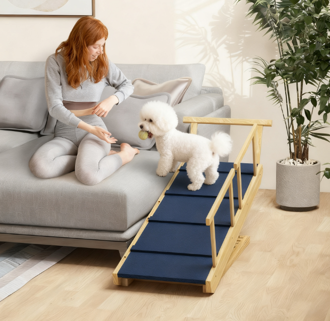 Adjustable Height Pet Steps, Foldable Dog Stairs with  for Small to Large Dogs