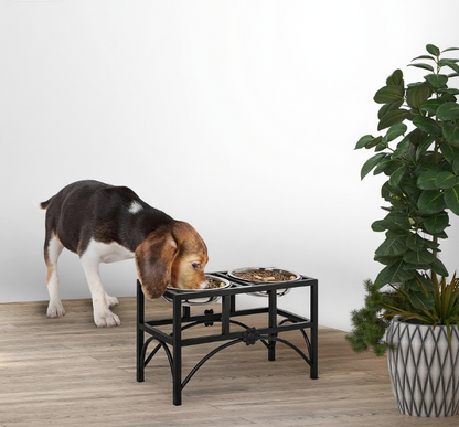 Double Stainless Steel Heavy Duty Dog Food Bowl Elevated Pet Feeding Station