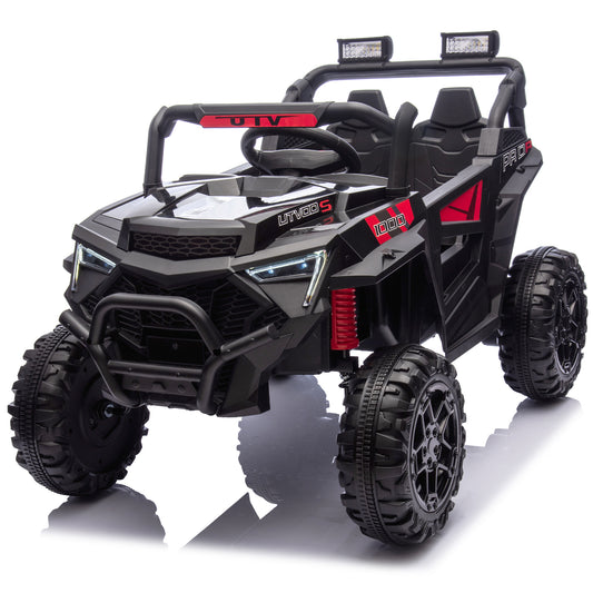 24V 400W Kids Ride On Electric UTV W/Parents Remote Control,Four-Wheel Suspension,LED Lights,Portable Handle,Advanced center panel with USB,MP3,Music,Bluetooth,,Power Display For Kids Aged 3+.
