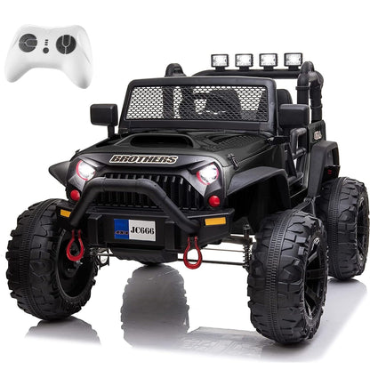 12V Ride on Car Truck with Remote Control, 2 Seater Kids Electric Car, Spring Suspension, 9Ah Battery Powered, 3 Speeds, Double Doors, Music Player