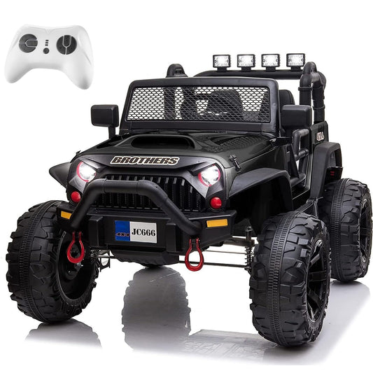 12V Ride on Car Truck with Remote Control, 2 Seater Kids Electric Car, Spring Suspension, 9Ah Battery Powered, 3 Speeds, Double Doors, Music Player