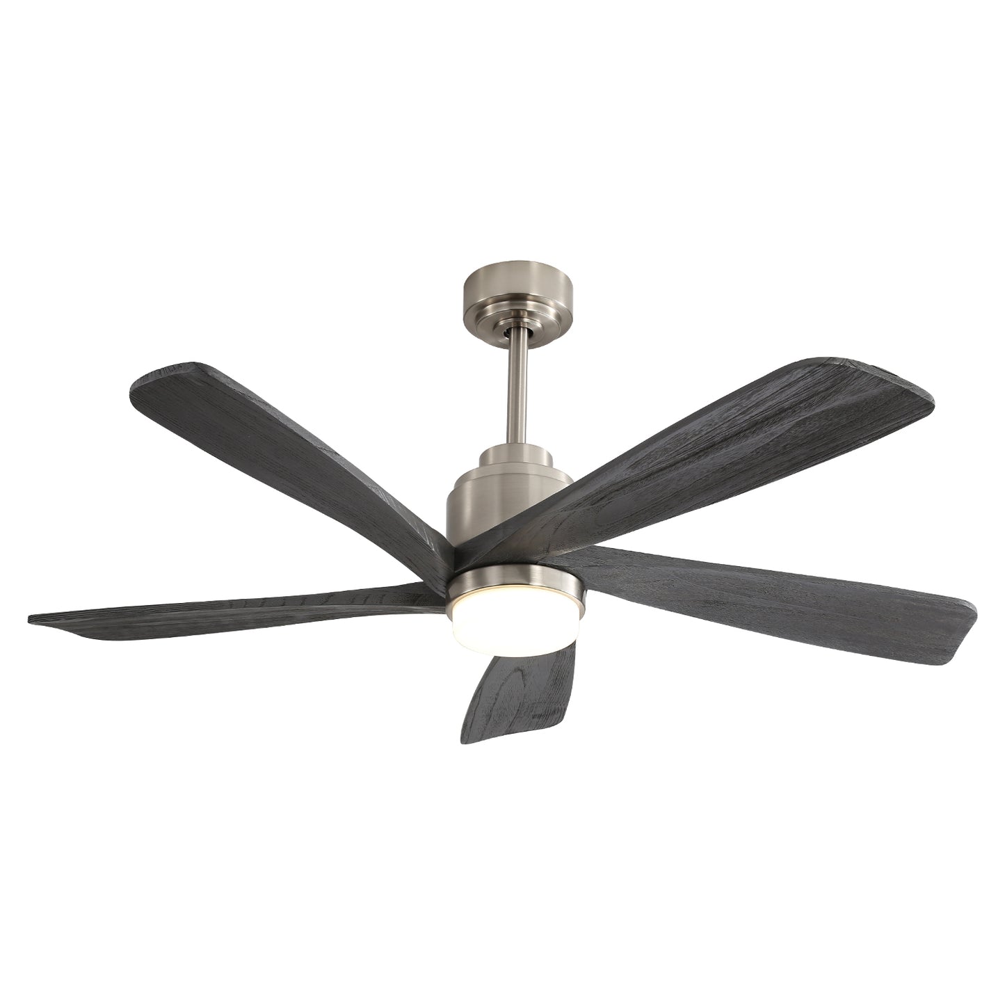 Modern 52 Inch Ceiling Fan with Dimmable LED Light, 5 Solid Wood Blades, Remote Control, Reversible DC Motor, Smart APP Control