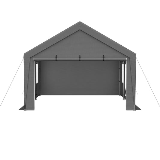 13'x20' Canopy with 2 Roll-Up Doors, Waterproof Party Tent, Carport & Storage Shelter for Outdoor, Car, Boat, Garden Party, Gathering, Galvanized Frame