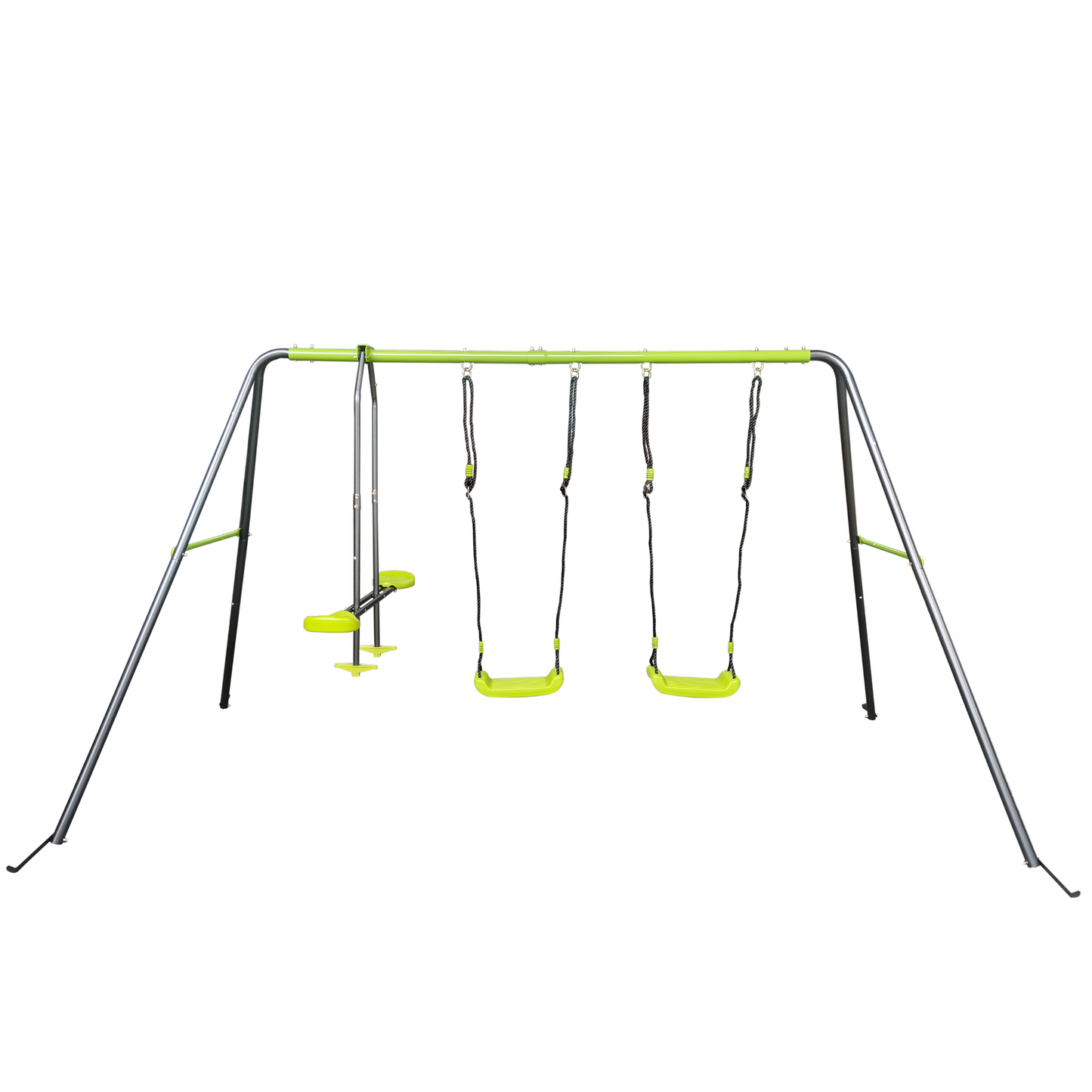 Lime Green XNS081 Swing Set with Safe Plastic Swings for Outdoor Playground, Ages 3+, 440lbs Capacity