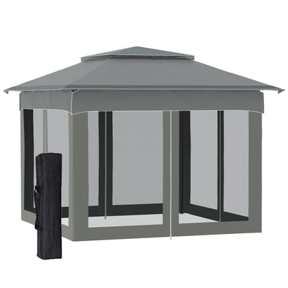 11' x 11' Pop Up Canopy, Outdoor Patio Gazebo Shelter with Removable Zipper Netting, Instant Event Tent w/ 114 Square Feet of Shade and Carry Bag for Backyard, Garden, Dark Gray