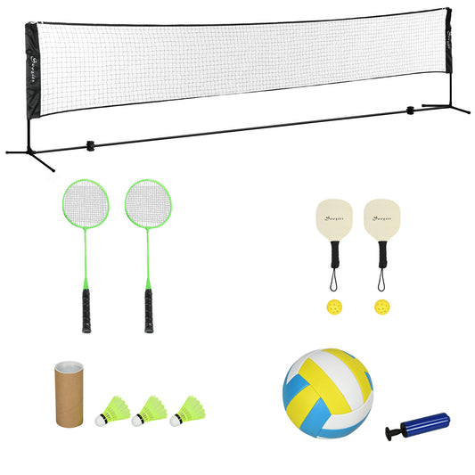 17ft Portable All-in-One Badminton Set, Pickleball and Volleyball Net, Height Adjustable Outdoor Sports Set for Backyard Beach Driveway Games