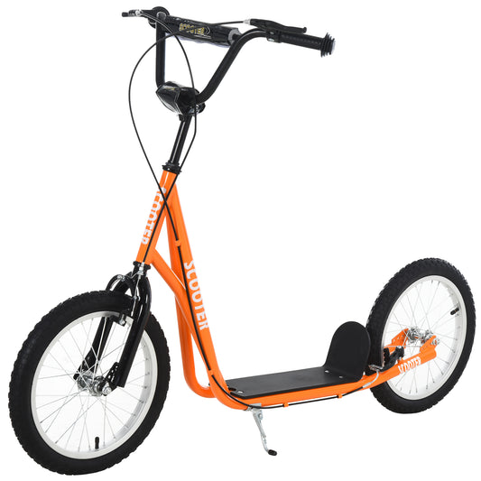 Youth Scooter Kick Scooter for Kids 5+ with Adjustable Handlebar 16' Front and Rear Dual Brakes Inflatable Wheels, Orange