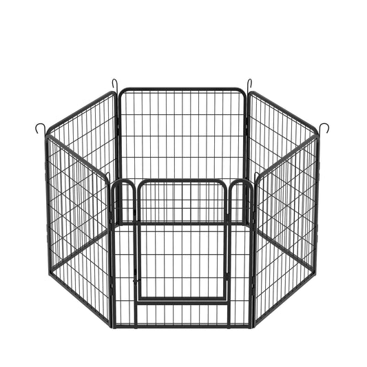 6 Panels Heavy-Duty Metal Playpen with Door, 31.7' H Dog Fence Pet Exercise Pen for Outdoor, Indoor